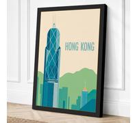 Hong Kong Skyline Modern Canvas Wall Art Print 24x16 Inch (61 x 41 cm)