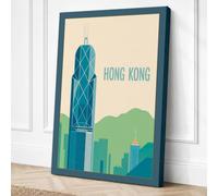 Hong Kong Skyline Modern Canvas Wall Art Print 36x24 Inch (91 x 61 cm)