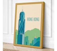 Hong Kong Skyline Modern Canvas Wall Art Print 36x24 Inch (91 x 61 cm)