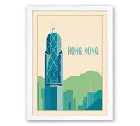 Hong Kong Skyline Modern Framed Wall Art Print A3 (42×29.7cm) White, Wall Decor for Living Room, Bedroom, Office & Home, Ready to Hang, Art Gift