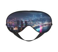 Hong Kong Sleep Mask for Women & Men - Double-Sided Eye Mask with Adjustable Strap, Soft Silky Feel, Light-Blocking & Breathable for Travel, Nap, Shift Work, Yoga