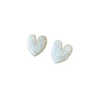 Hong Kong styl heart earrings for women, simple retro milky white studs,