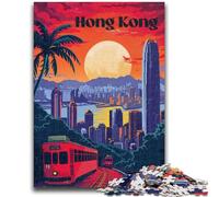 Hong Kong Sunset Glow Puzzles for Adults Teens 1000 Pieces,for Educational Game Challenge Toy for Is Ideal As A Gift for The Whole Family (38x26cm)