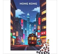 Hong Kong Travel Poster jigsaw for adults1000 pieces | pretty botanical artwork for flower lovers to enjoy creating a relaxing picture in your free time to enjoy at home38x26cm