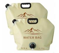 HONG LIN Collapsible Water Container with Spigot, 2 Pack 8L Leakproof Foldable Water Carrier, Wide Mouth Lightweight Water Bag for Camping, Hiking, Picnic, Outdoor Travel