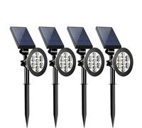 HONGBA Solar Outdoor Spotlights 4 Pack, 7 LED Smart Light Control Garden Lights, Color Changing Landscape Lighting for Patio Path Yard Lawn(Colorful Light)