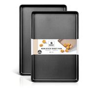 HONGBAKE 2 Pack Half Sheet Pan Set, 1/2 Cookie Sheets for Baking with Diamond Texture, 17.5" x 12" Large Baking Sheets Non Stick, Non Toxic Oven Trays for Cooking, 57% Thicker Carbon Steel, Dark Gray
