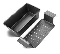 HONGBAKE Bread Tin Loaf Tin, Meatloaf Pan with Drain Tray, 9 x 5 Inches Loaf Pans with Insert, Nonstick Meat Loaf for Baking, Reduce The Fat and Kick Up The Flavor(24x13.4x7.6cm)