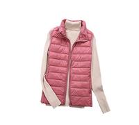 HONGBI Women's Packable Lightweight Down Vest Body Warmer Winter Down Waistcoat Down Puffer Gilet Vest Waterproof Sleeveless Zipper Stand Collar Gilet Jacket Outwear Outdoor Quilted Zip Vest Pink XXL
