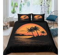 HONGBING Coconut Island 3D Print Quilt Cover Duvet Cover Comforter Covers for Teens And Adults with Zipper Closure Soft Microfiber Bedding Set with Pillow Cases 3 Pieces Double（200x200cm）