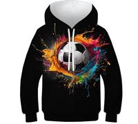 HONGBING Kids Boys Girls Football 3D Hoodies Printed Sweatshirt Long Sleeve Casual Pullover with Pockets for 6-15Years9-11Y