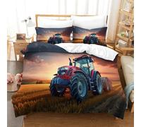 HONGBING Tractor Comforter Covers 3D Print for Teens And Adults Quilt Cover Duvet Cover with Zipper Closure Bedding Set with Pillow Cases Soft Microfiber 3 Pieces Single（140x200cm）