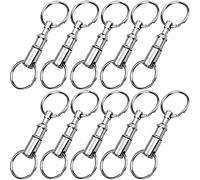 HongBoom Keychain, 10 Pcs Detachable Pull Apart Keyring with Dual Quick Release Keyring Snaplock, Silver for Man Woman Children Hanging keys