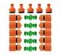 HongChelle 20 Pack Hose Pipe Connectors, 5 Pack Double Male Hose Connectors, 10 Quick-Connectors, 5 Tap Hose Connector, Hose Attachments for Garden Irrigation, Pet Cleaning, Plastic