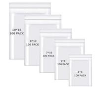 HongChelle 500 Pack Grip Seal Bags Small, Resealable Clear Bags, Mini Zip Lock Bags Ideal for Kitchen Storage, Candies, Pill, Grains,Nuts, Jewellery, 5 Assorted Sizes