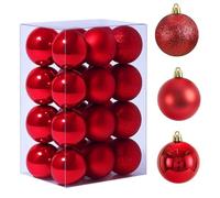 HongChelle Christmas Balls Decoration, Mini SizeChristmas Baubles Hanging, Shatterproof Xmas Balls - Shiny, Matte & Glitter Red Decorated Baubles