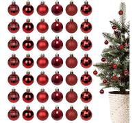 HongChelle Christmas Baubles Ruby Red, Mini Christmas Hanging Ball, Shatterproof Plastic Hanging Decorations for Wreaths, Gift Packages, Trees, Holiday Parties, Seasonal Celebrations