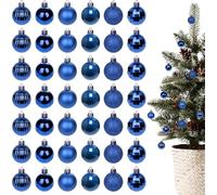 HongChelle Christmas Ornaments Balls, Shatterproof Baubles in Sparkling Glitter Finish, Lightweight Xmas Balls, Blue Decorated Baubles for Party Wedding Holiday Christmas