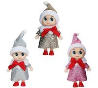 HONGCI 3pcs Mini Christmas Baby Elf Dolls On The Shelf for Girls, Baby Elves Tiny Elf Dolls Christmas Stocking Fillers Xmas Small Gifts Toys for Little Girls Princess New Year Gifts Stocking Stuffers