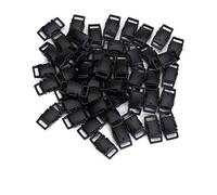 HONGCI 50PCS Contoured Side Release Plastic Mini Buckles 3/8 Inch for Paracord Bracelets, Dog Collar, Webbing, Bushcraft, Backpack Accessories,Tent (S Black)