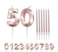 HONGCI 50th Birthday Candles Rose Gold 50 Candles for Birthday Cake, Pink Gold Number Candle 50 Happy 50th Birthday Cake Candles Cake Topper for Women Mum Birthday Anniversary Cake Decorations