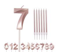 HONGCI 7th Birthday Candles Rose Gold 7 Candle for Birthday Cake, Pink Gold Number Candle 7 Happy 7th Birthday Cake Candles Cake Topper for Girls Birthday Wedding Anniversary Cake Decorations