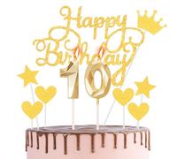 HONGCI Happy 10th Birthday Cake Topper & Birthday Candles Gold Number 10 Candles for Birthday Cake - 10th Birthday Candles Cake Cupcake Topper Birthday Cake Decorations for Girls Boys Birthday Gold
