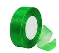 HONGCI Sheer Green Chiffon Ribbon 38mm, 45m for Gift Wrapping, Wedding Decor, DIY Crafting, Event Decoration
