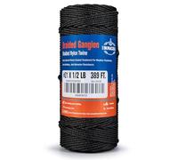HONGDA #21 Braided Bank Line Twine, Braided Nylon String, 389 Feet Bank Line, Black Tarred String for Gardening, Construction, Gear Tying, Jungle Survival