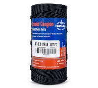 HONGDA Braided Black Nylon String, #18 Tarred Bank Line Twine, 487 Feet Black Tarred String 1.5mm for Gardening, Construction, Gear Tying, Jungle Survival
