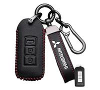 HONGDaFA Car Key Cover Case for Mitsubishi Outlander Lancer Ex ASX Pajero Sport L200, Auto Key Case Cover Protector for Men Protective Key Fob Car Accessories,Bl-ack