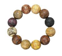 HongdakeSZ Handcraft Wealth Prayer Bracelet Dia.0.8inch 12 Beads Natural Huali Wood with Everything Smooth Ring Colored Tan Wood Unisex,1pc/pack, L, Wood, no gemstone