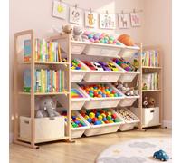 HONGDDY Toy Storage Organizer with 6 Shelves and 12 Bins, Bookshelf/Bookcase, Kids Bin Shelf, Toys Box for Playroom Organization for Bedroom & Room