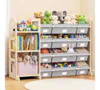 HONGDDY Toy Storage Organizer with 6 Shelves and 12 Bins, Bookshelf/Bookcase, Kids Bin Shelf, Toys Box for Playroom Organization for Bedroom & Room (Gray)