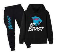 Hongdecai Boy Tracksuits Kids Cartoon Top Hoodie and Jogging Suits Clothes Sets 2-13 Years Black-170cm