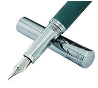 Hongdian 1843 Solid Metal Fountain Pen Extra Fine Nib Green Ripple Design with Refillable Converter and Metal Case