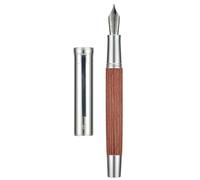 Hongdian 1866 Fountain Pen, Iridium Extra Fine Soft Nib Chinese Knot Carving, Retro Design Bubinga Wood Pen Barrel with Metal Box Set, Silver