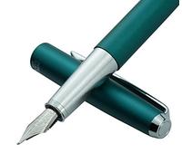 HongDian 525 Green Metal Fountain Pen Bent Nib, Calligraphy Fude Pen 0.6mm with Converter and Metal Box Set
