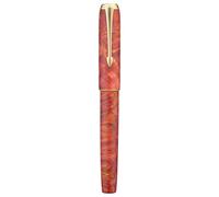 Hongdian A7 Stabilized Wood Fountain Pen, Extra Fine Nib Chinese Knot Carving Handcraft Pen with Converter and Metal Case Set (Coral Red)