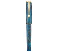 Hongdian A7 Stabilized Wood Fountain Pen, Extra Fine Nib Chinese Knot Carving Handcraft Pen with Converter and Metal Case Set (Galaxy Blue)