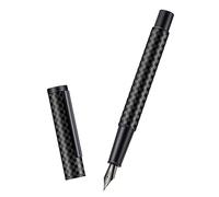 Hongdian Black Forest Pro Carbon Fiber Fountain Pen, Extra Fine Nib Modern Design Smooth Writing Pen with Converter and Metal Pen Case Set