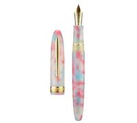 Hongdian N9 Fountain Pen, Extra Fine Nib Gold Trim, Fresh Candy Color & Acrylic Design with Converter and Metal Pen Box Set