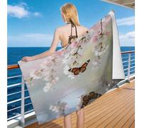 Hongduo 3D Butterfly & Flower Pattern Microfibre Beach Towel Extra Large 100x200 cm, Romance Theme Lightweight Beach Towels for Adults, Absorbent, Quick Dry, Sand Free, Swimming, Travel, Bath