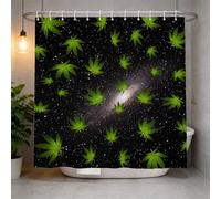 Hongduo 3D Cannabis Herb Green Leaf Shower Curtain for Stalls Bathtubs Galaxy Space Bathroom Decor Shower Curtain Set Polyester Fabric Waterproof 180x200cm/71X79 Inch with Hooks