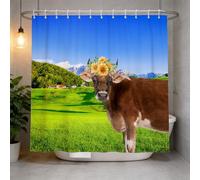 Hongduo 3D Cow Print Shower Curtain for Stalls Bathtubs Grassland Bathroom Decor Shower Curtain Set Polyester Fabric Waterproof 180x200cm/71X79 Inch with Hooks