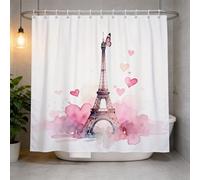 Hongduo 3D Eiffel Tower Shower Curtain for Stalls Bathtubs Romantic Theme Bathroom Decor Shower Curtain Set Polyester Fabric Waterproof 120x180cm/48X71 Inch with Hooks
