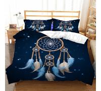 Hongduo 3D Feather Pattern Duvet Cover Sets Soft Microfiber Mysterious Galaxy Bedding Set with Zipper Comforter Cover for Adults Teenager 3 Piece (260x220, Super King)