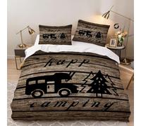 Hongduo 3D Happy Camper Super King Size Duvet Cover Sets Bedding Quilt Cover Set Cartoon Comforter Cover 3D Print with Zipper Closure Soft Microfibre with 2 Pillowcases