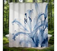 Hongduo 3D Lily Shower Curtain for Stalls Bathtubs Chic Bathroom Decor Shower Curtain Set Polyester Fabric Waterproof 120x180cm/48X71 Inch with Hooks