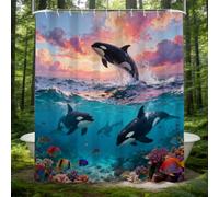 Hongduo 3D Marine Orca Shower Curtain for Stalls Bathtubs Tropical Fish Bathroom Decor Shower Curtain Set Polyester Fabric Waterproof 120x180cm/48X71 Inch with Hooks